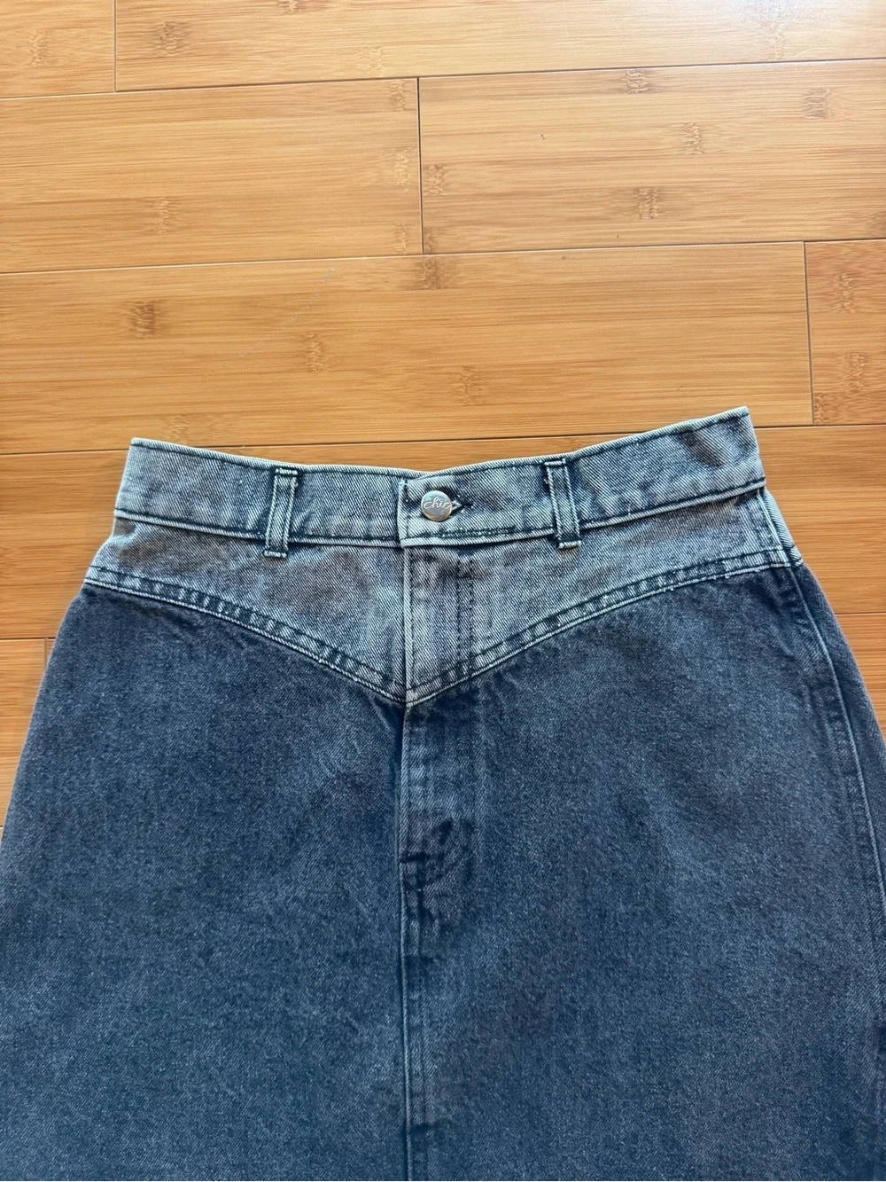 Vintage 80s Sunset Blues by Chic Denim Mini Skirt — High Waist